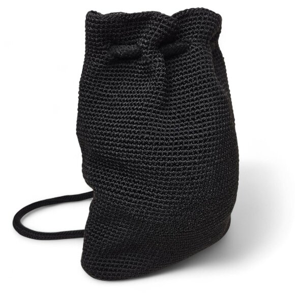 The Sak Black Crochet Small Back Pack Women's Cinch Top Rounded Strap Everyday - Picture 2 of 7